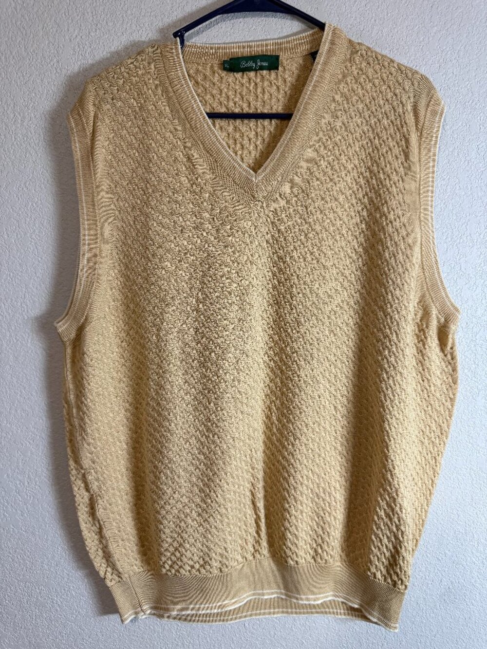 Men's Bobby Jones Tan Mercerized Cotton V-Neck Sweater Vest XL